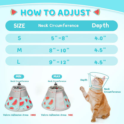 Cat Cone Collar Soft to Stop Licking, Adjustable, Foldable Lightweight Kitten Cones After Surgery Recovery for Cats & Kittens, Cat Cone Alternative (Blue, M)