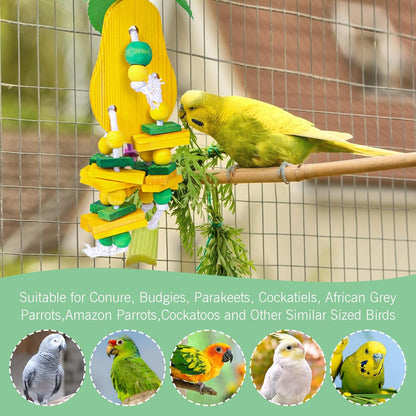 Hamiledyi Natural Wood Block Bird Cage Toys Parrot Chewing Toy Tomato&Peach&Pear&Strawberry Shaped Hanging Foraging Toy for Small&Medium Birds Parakeets Cockatiels,4pcs