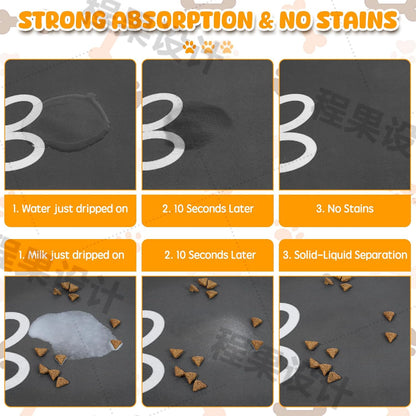 Dog Food Mat, 39.4"x31.5" Largest Absorbent Dog Mat for Food and Water, Non Skid Cat Bowl Mat, No Stains Quick Dry for Pet Water Dispenser Pet Supplies for Messy Drinkers