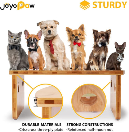 Elevated Dog Bowls, Bamboo Raised Dog Bowl for Large Dogs, with 2 Stainless Steel Bowls (13'' Tall-68oz Bowl, Natural)