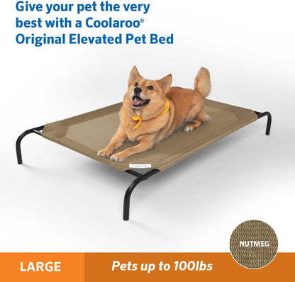 Coolaroo Original Elevated Dog Bed - Breathable Off-The-Ground Pet Bed with Cooling Fabric, Joint Relief & Moisture-Resistant Fabric, 100% Recyclable, Easy Clean, Nutmeg, Large