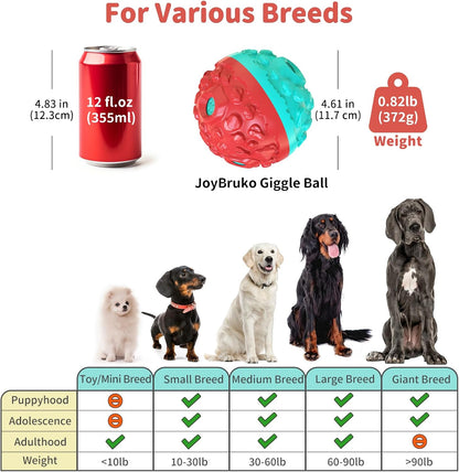 Dog Ball for Aggressive Chewers - Interactive Dog Toy Balls Fun Squeaky Sound to Keep Them Busy, Durable for Small Medium Large Breeds, Rubber Pet Chew Toys, As Seen on TV, Blue & Red