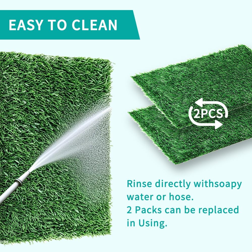 Dog Grass Pad with Tray 30"X20" - Portable Artificial Turf Potty Training Pee Mat for Large or Medium Dogs, Indoor/Outdoor Dog Litter Box for Balcony/Patio, Washable Reusable Fake Grass