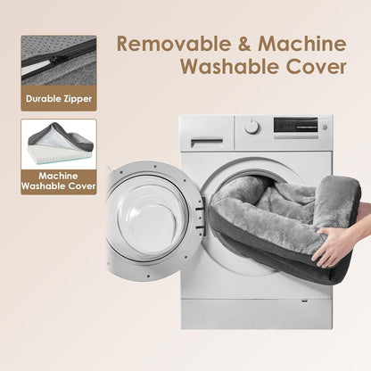 EHEYCIGA Memory Foam Dog Bed for Medium Size, Orthopedic Dog Sofa with Sides and Waterproof Liner, Washable Bolster Pet Couch with Removable Cover, 35x22x6.5 Inch, Grey