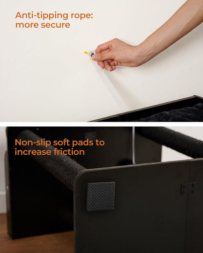 FourFurPets 26.7in Cat Tree Tower Condo, Cat Scratch Posts for Indoor Cats, Big Plate, Three 23.6in Full Sisal Scratching Posts, Black