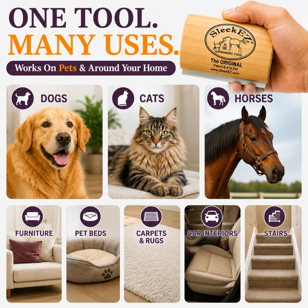 SleekEZ Dog Brush for Shedding | Patented Deshedding. Chosen for real quality, fits naturally into