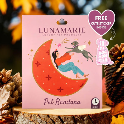 LunaMarie - Luxury Pet Birthday Bandanas -Premium & Silky Poly Fabric | 100% Handmade | Custom Shape Dual Layered (Ember, X-Small)