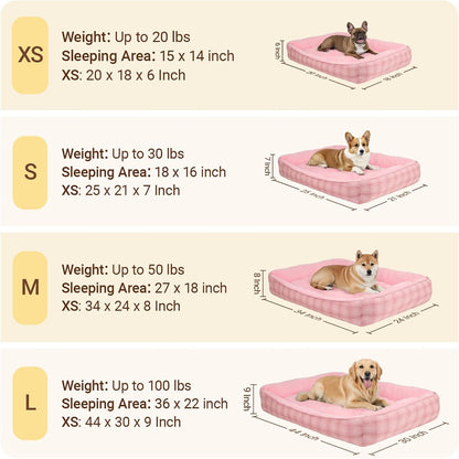 MIHIKK Rectangle Dog Beds for Small Dogs & Cats, Orthopedic Sleeping Pet Bed for Couch with Durable Puppy Cuddler and Anti-Slip Bottom Machine Washable 20 * 18 Inch (Pink)