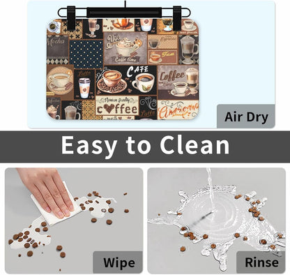 Boho Coffee Dog Food Mat Absorbent Bowl Mats No Stains Quick Dry Waterproof Pet Cat Placemats for Food and Water, 30x45cm