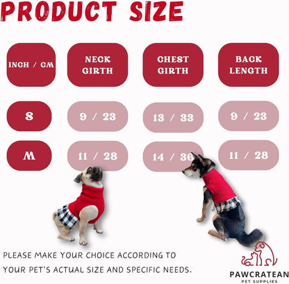 Cute Sweater for Dogs and Cats Soft Flannel Pet Outfit Warm and Cozy Animal Hoodie Small to Large Pet Clothes for Halloween Parties and Everyday Wear (Small, Red Dress)