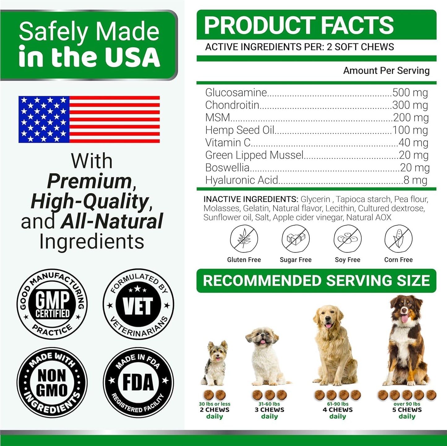 YUMA'S (2 Pack) Glucosamine for Dogs - Hip and Joint Supplement for Dogs - Glucosamine Chondroitin Chews - Joint Pain Relief Supplement with MSM - Advanced Health - Mobility Support - Made in USA