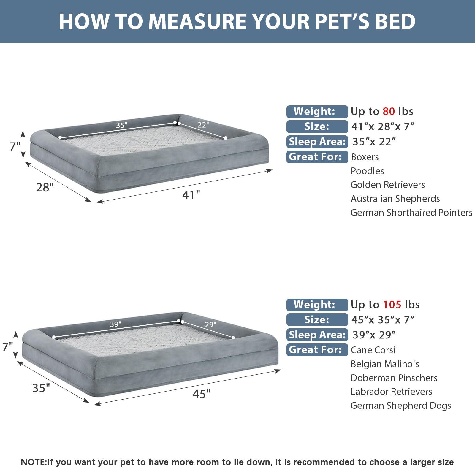 WNPETHOME XL Extra Large Orthopedic for Senior Dog Bed. Chosen for real quality, fits naturally