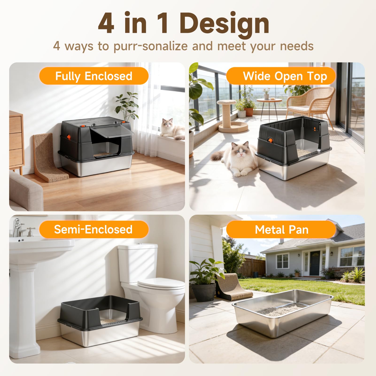 KISENG Stainless Steel Litter Box with Lid. Chosen for real quality, fits naturally into modern pet