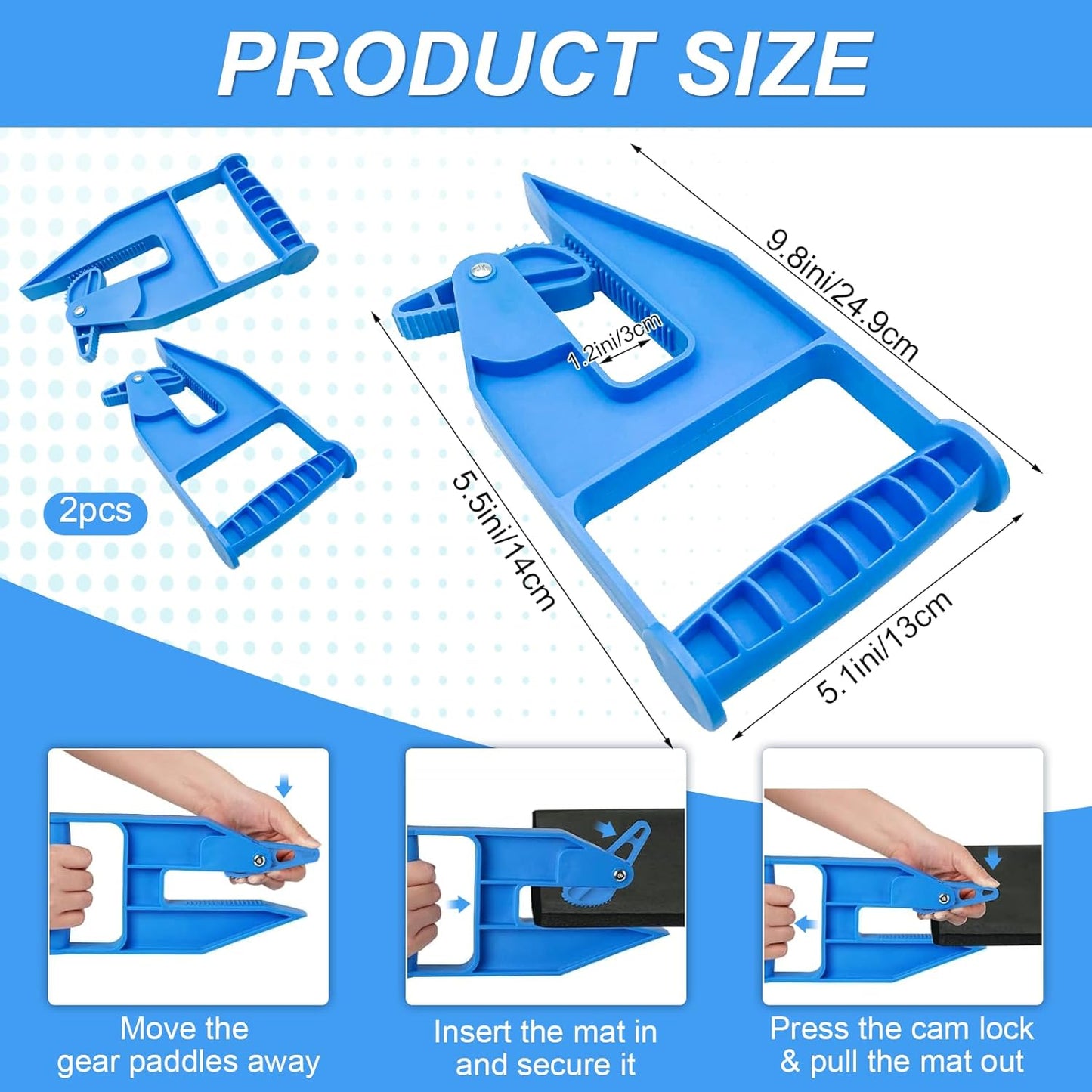 2-Pack Heavy Duty Mat Grippers – Stall Mat Movers for Horse Barn, Gym, Trailer & Rubber Flooring – Ergonomic Mat Puller for Easy Lifting & Moving – Durable, Non-Slip Handles for Secure Grip