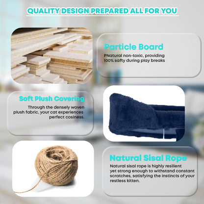 FDW Cat Tree 70in Cat Tower Multi-Level Durable Cat Scratching Post & Cozy Fun Cat Jumping Platform Space Saving Cat Condo Pet Play House for Indoor Cats,Navy Blue