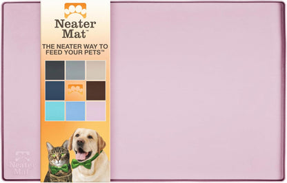 Neater Pet Brands Neater Mat Pet Mats for Food and Water, Cat & Dog Bowl Mat Waterproof Silicone, Feeding Tray, Dog Food Mats for Floors, Placemat w/Raised Edge for Under Bowls, 19” x 12”, Light Pink