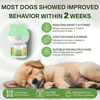Dog Calming Diffuser with 3 Timing Functions, 3-in-1 Dog Anxiety Relief Diffuser Kit, 120-Day Anxiety Relief, Stress Relaxation Pheromones Calming for All Dogs (1 Diffusers + 2 Refills)