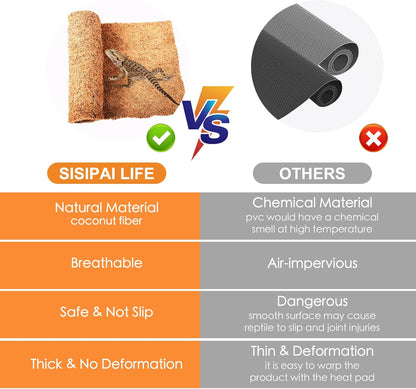 Reptile Carpet Coconut Fiber, 36" x 18" Reptile Terrarium Substrate Liner, Tortoise Bedding Carpet Mat Supplies for Pet Lizard, Chameleon, Bearded Dragon, Leopard Gecko, Iguana