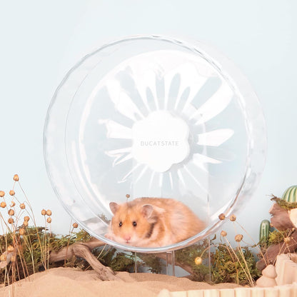 Bucatstate Hamster Exercise Wheel Super-Silent with Adjustable Base Dual-Bearing Cage Accessories Quiet Spinning Running Wheel for Dwarf Syrian Hamster Gerbils and Other Small Animals