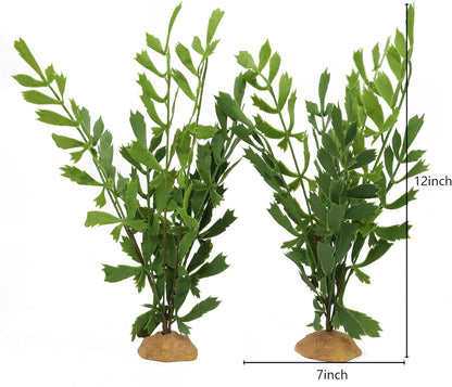 JIHAQUA Lifelike Reptile Tank Plant Decor - Realistic Artificial Plastic Plant for Terrariums and Pet Enclosures (Style D 2 Pack)