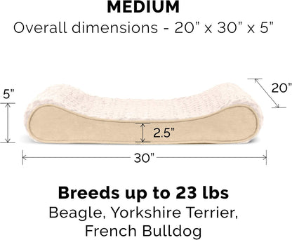 Furhaven Orthopedic Dog Bed for Medium/Small Dogs w/ Removable Washable Cover, For Dogs Up to 23 lbs - Ultra Plush Faux Fur & Suede Luxe Lounger Contour Mattress - Cream, Medium