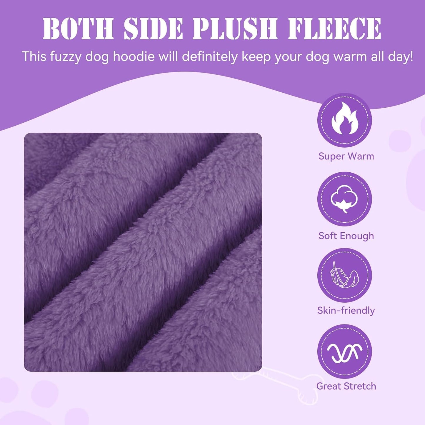 Fuzzy Dog Sweaters for Small Dogs Dog Hoodie Pet Clothes Warm Soft Cozy Coats Hooded Sweatshirt Fleece Small Pet Hoodies Sweater(Purple-S)