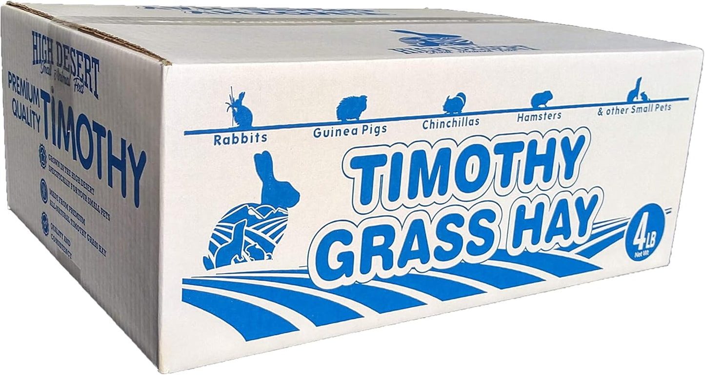 High Desert 2nd Cutting Timothy Grass Hay for Rabbits, Guinea Pigs, Chinchillas & Small Pets – Premium Hand-Packed Natural Hay, High-Fiber, Additive-Free, Grown in USA – 4 lb Box