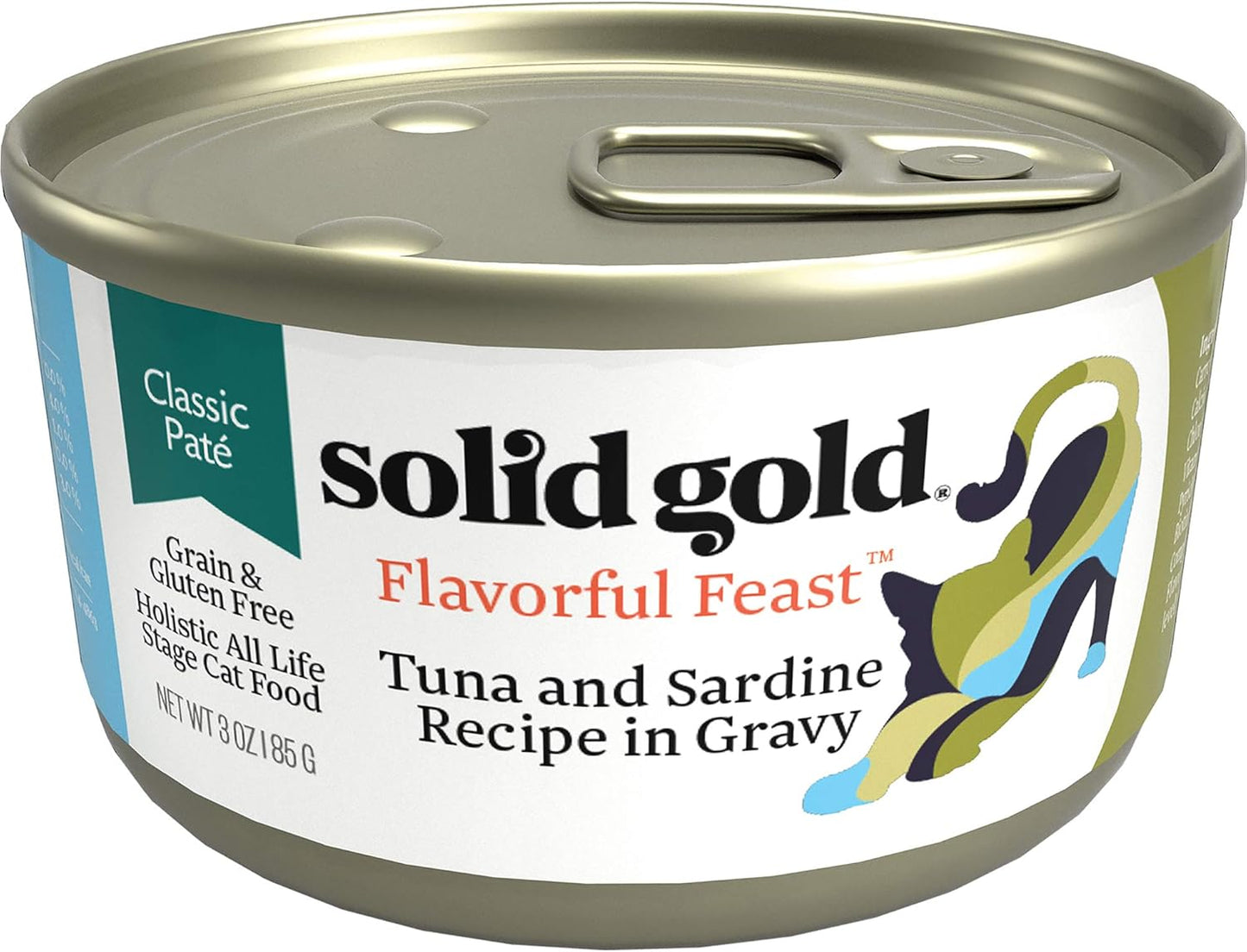 Solid Gold Wet Cat Food Pate - Healthy Canned Cat Food Pate w/Real Tuna & Sardine, Omega Fatty Acids, Vitamins & Minerals - Grain Free & Gluten Free Can Meals for Cats & Kittens - 24ct/3oz Can