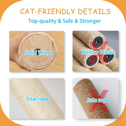 Wall-Mounted Cat Shelves for Large Cats – 9-Piece Pine Wood Cat Furniture with Scratching Posts, Ladder & House – Indoor Modern Climbing Wall Gym for Cats