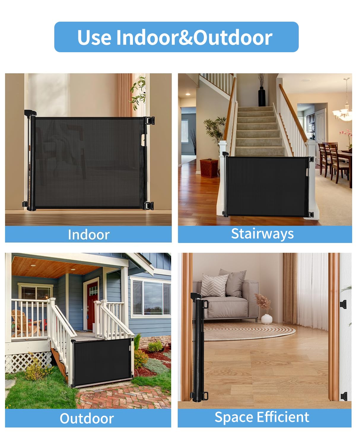 Veraste Retractable Baby Gate for Doorways and Stairs. Chosen for real quality, fits naturally into
