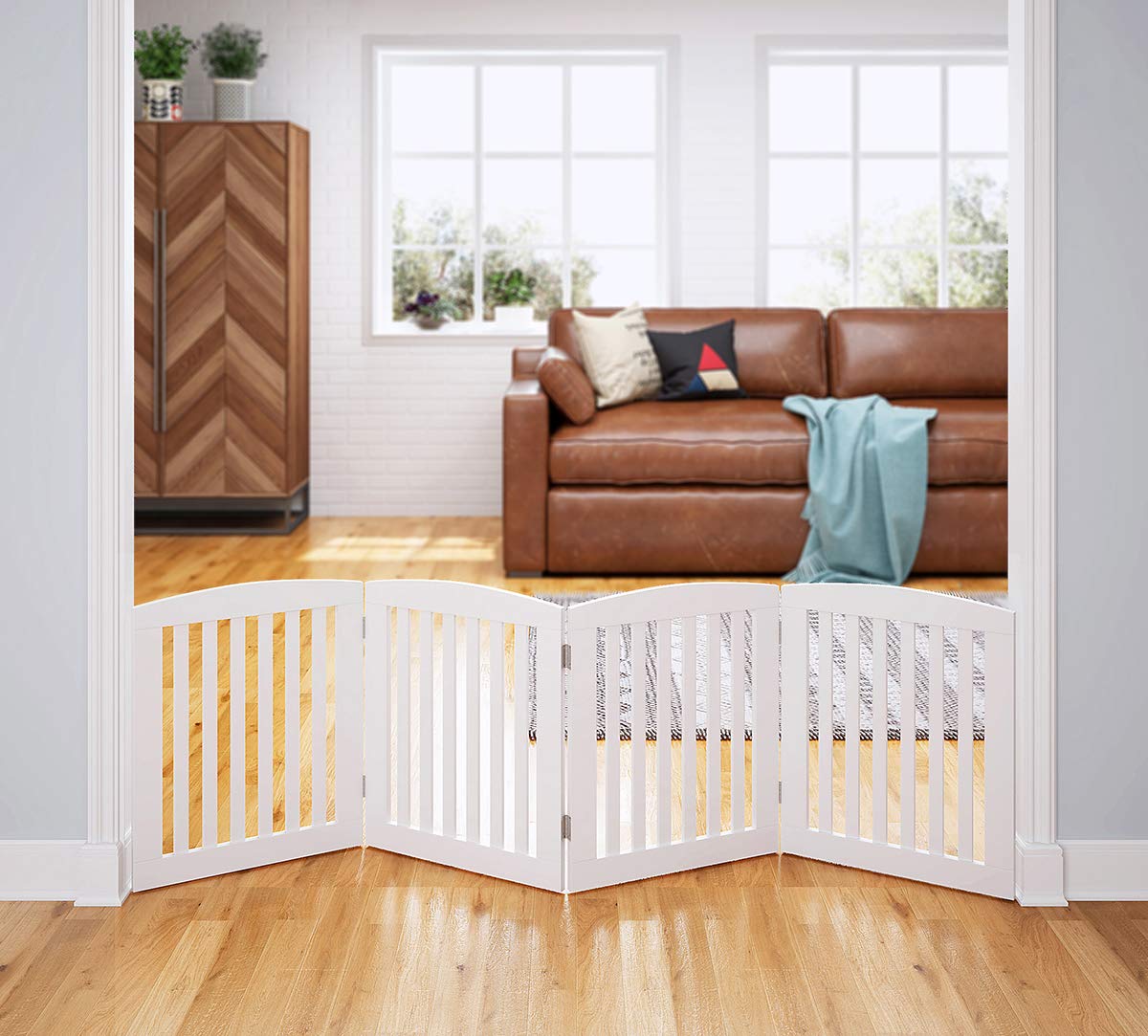 PAWLAND Wooden Freestanding Foldable Pet Gate for Dog. Chosen for real quality, fits naturally into