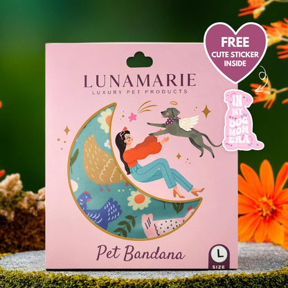 LunaMarie - Luxury Pet Birthday Bandanas -Premium & Silky Poly Fabric | 100% Handmade | Custom Shape Dual Layered (Chicken Couture, Small)