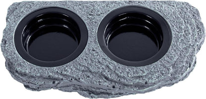 Wacool Magnetic Gecko Ledge - Double Bowl Reptile Feeding Tray with 6 Feeding Cups for Geckos, Lizards, Chameleons and Reptile Pets