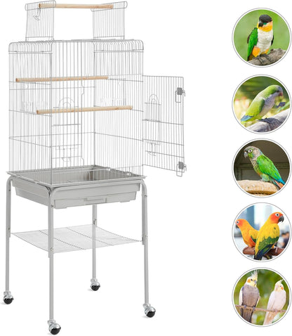 Yaheetech 53.5'' Metal Bird Cage Open Top Parrot Cage w/Stand for Parakeets Cockatiel Canary Quaker Budgies