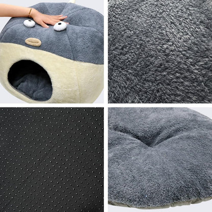 Cat Beds for Indoor Cats - Cute Animal-Shaped Cat Cave Bed for Larger Cat&2 Cats,Super Soft Calming Cat Tent for Kitten&Puppy,Small Dog,Warm Plush&Machine Washable&Removable Cotton Pad (Gray XL)