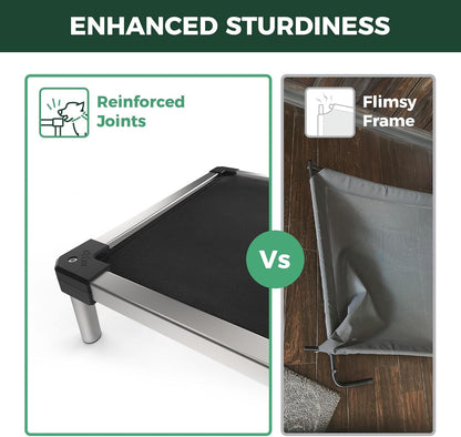 FXW TitanNest Chew-Proof Elevated Dog Bed, Raised Cot for Indoor/Outdoor/Camping Use, Durable & Waterproof Cooling Pet Bed for Medium Dogs, 42.0" L x 27.0" W x 5.0" H, Black