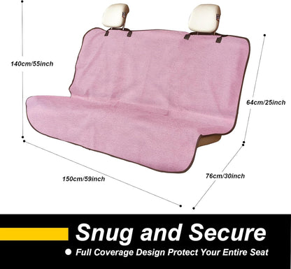 Back Seat Cover for Car Trucks Van SUV,Waterproof Rear Bench Towel Seat Covers for Dogs and Kids,Automotive Backseat Protector (Pink)