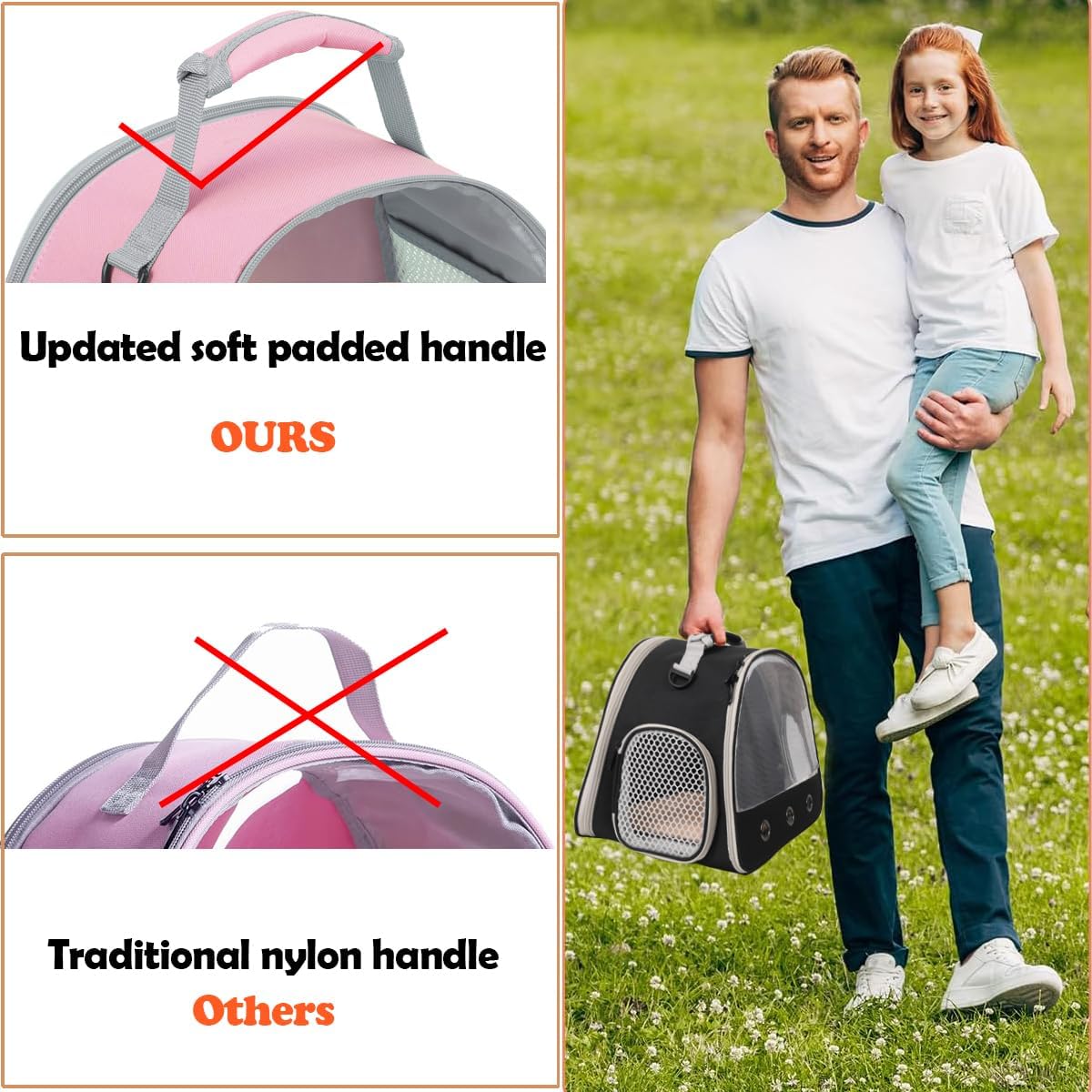 Ventilation Carrier for Bearded Dragon,Guinea Pig Carrier,Guinea Pig Carrier for 2,Reptile Travel Carrier for Lizards Sugar Glider Hedgehog Rat Parrot Birds,Airline Approved Pink