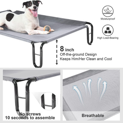 Pettycare Elevated Outdoor Dog Bed - Medium Dog Cot, Waterproof, Cooling, Non Slip, Up to 40 lbs, Grey