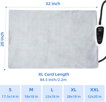 pettycare Pet Heating Pad for Dog Cat, Electric Heating with Steel-Wrapped Cord, 25-Level Timer & 11-Level Temperature Indoor Warming Pads Easy Clean for Puppy Cat Dog XXL 32x20inch