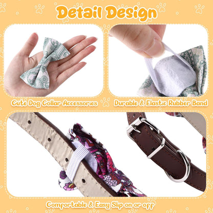 Reginary 50 Pieces Dog Bow Ties Pet Collar Bow Puppy Collar Attachment with Rubber Bands for Small Medium Cat Pet Grooming Charms Accessories Wedding Birthday Occasion (Paisley Style)