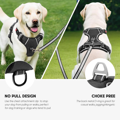 Timos Dog Harness, 3 Snap Buckles No-Pull Soft Padded Dog Vest with 2 Metal Leash Clips, Adjustable Reflective No Choke Pet Harness with Easy Control Handle for Small Dogs,Black,S