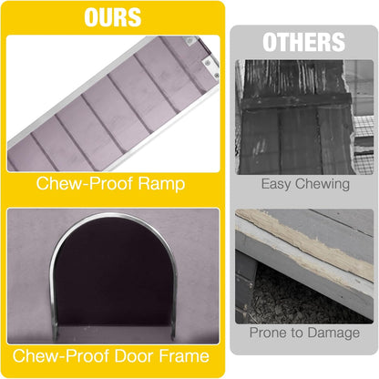 AIVITUVIN Wooden Guinea Pig Cage Indoor with Cooling Plate and Anti-Chewing Edges Two-Story Rabbit Hutch Pull Out Tray Outdoor Rabbit Cage with Raised Stand and Wire Mesh Small Animals Cage (Grey)