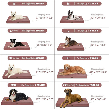 Outdoor Dog Bed for Small Dogs, Waterproof Dog Crate Bed for Small Dogs, Orthopedic Egg Crate Foam Puppy Beds with Washable and Removable Oxford Cover, Pink