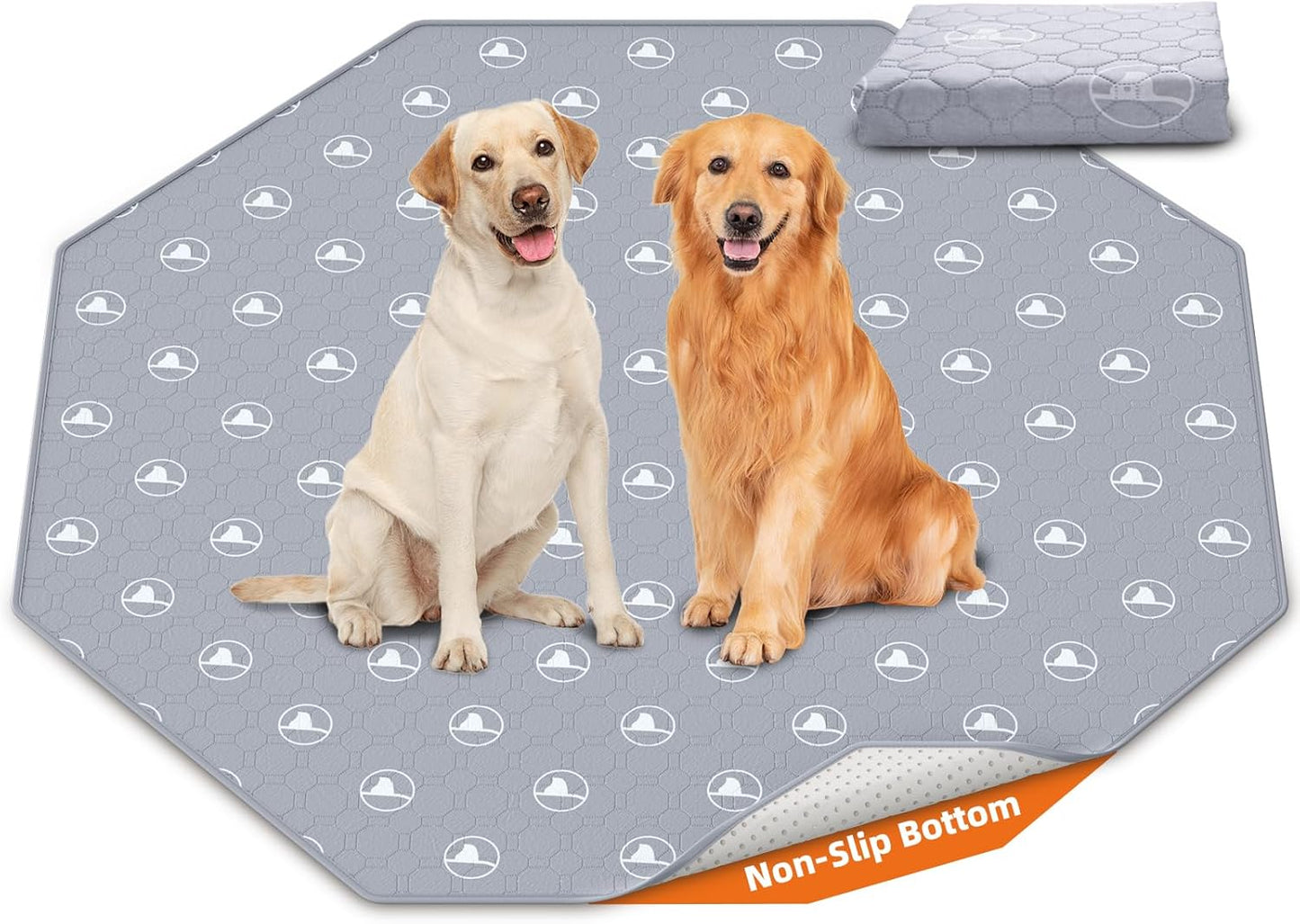 PJYuCien Washable Pee Pads for Dogs 1 Pack, 67" x 26" Octagonal Reusable Pee Pads for Dogs, Leak-Proof Pet Training Pads, Puppy Pads for Non-Slip, Designed for 24/30/36/42'' Width 8 Panels Pen