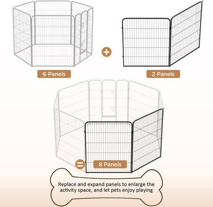BestPet | Dog Playpen Extender | 40 Inch, 2 Panels | Heavy Duty Metal Pet Exercise Pen | Indoor Outdoor Fence Panels | Rust-Resistant, Removable, Tool-Free Setup | Anti-Skid, Expandable Design