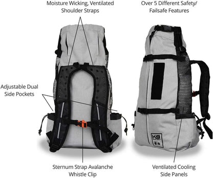 K9 Sport Sack Air 2 - Medium, Light Grey - Ideal for Dogs with 17-19” Back Length - Durable, Breathable Backpack-Style Carrier - Perfect for Walks, Short Hikes & Public Transportation