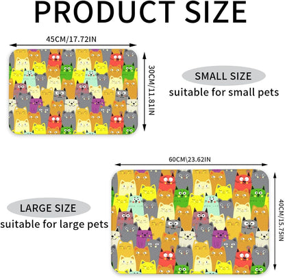 Charming Cat Dog Food Mat Absorbent Bowl Mats No Stains Quick Dry Waterproof Pet Cat Placemats for Food and Water, 30x45cm