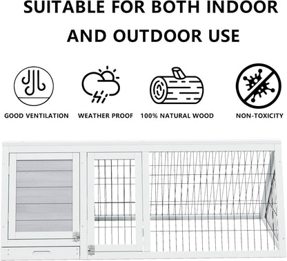 Chicken Coop Indoor Outdoor,Wooden Brooder Box,A-Frame Poultry Quail Cages Duck House with Ventilating Wire Rabbit Hutch for Small Animals (Grey)