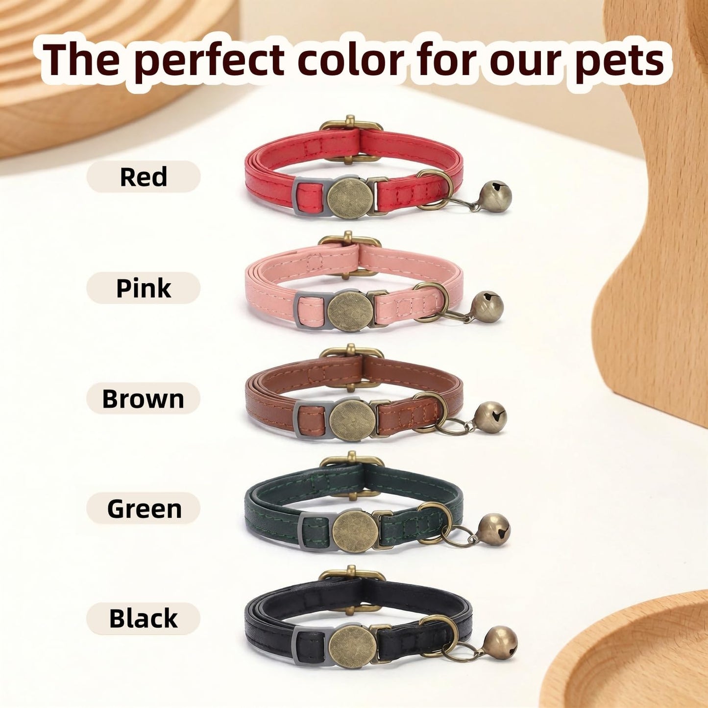 THAIN Leather Cat Collar with Bell Breakaway. Chosen for real quality, fits naturally into modern